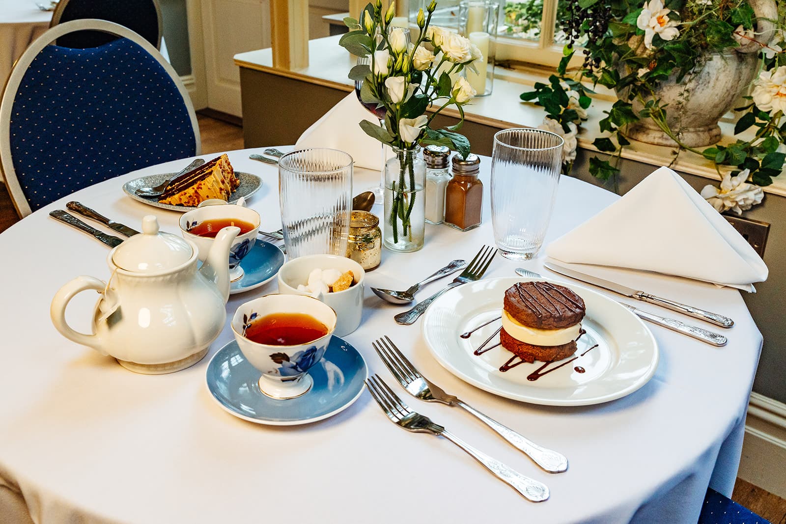 Afternoon tea spread at Woodland Manor